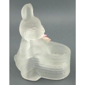 Vintage Frosted Glass Bunny Candle Holder NOSWE Taiwan 3.75"
